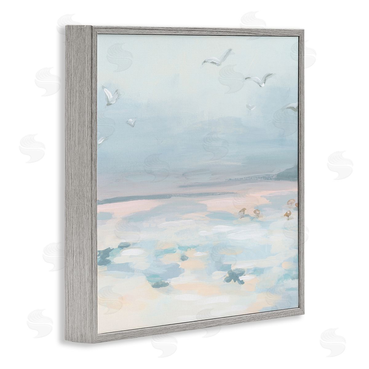 Pastel Coastal Landscape Grey Frame Print Wall Art, Home Decor by June Erica Vess