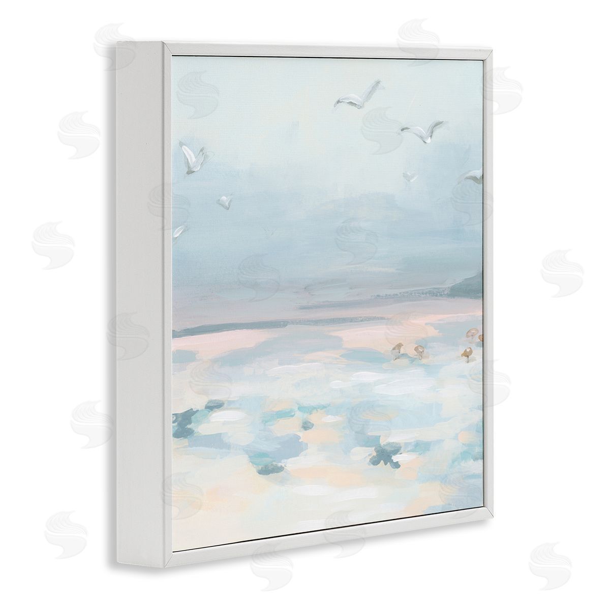 Pastel Coastal Landscape White Frame Print Wall Art, Home Decor by June Erica Vess