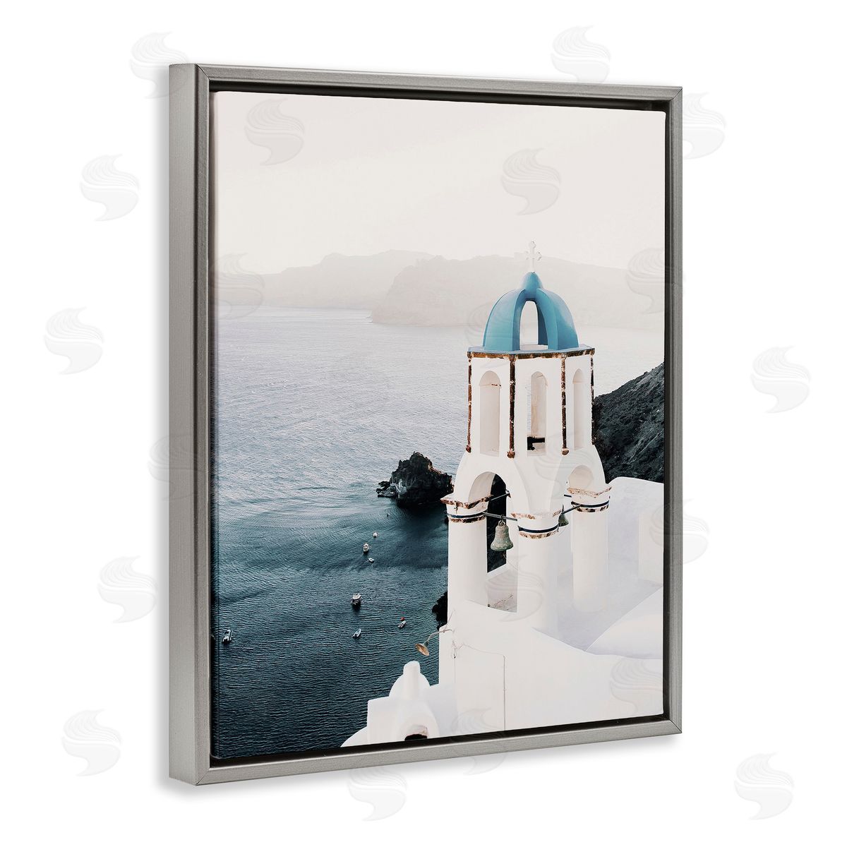 Krista Broadway Santorini Bell Tower Gray Floater Frame Canvas Artside_