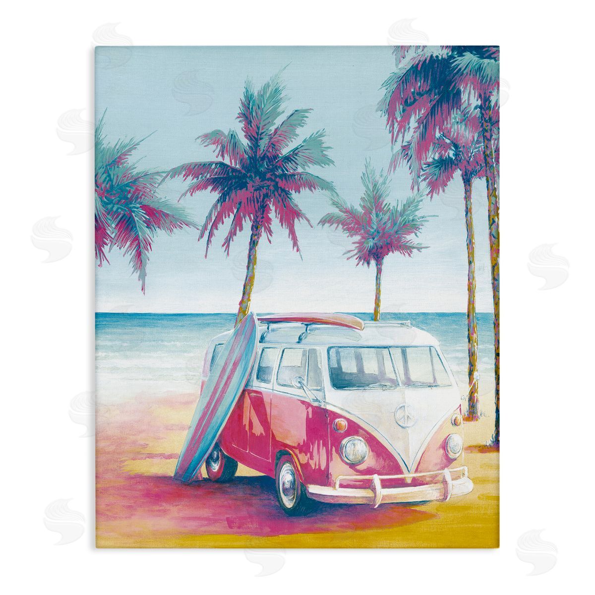 Cloverfield & Co. Tropical Minibus on Beach Canvas Wall Art