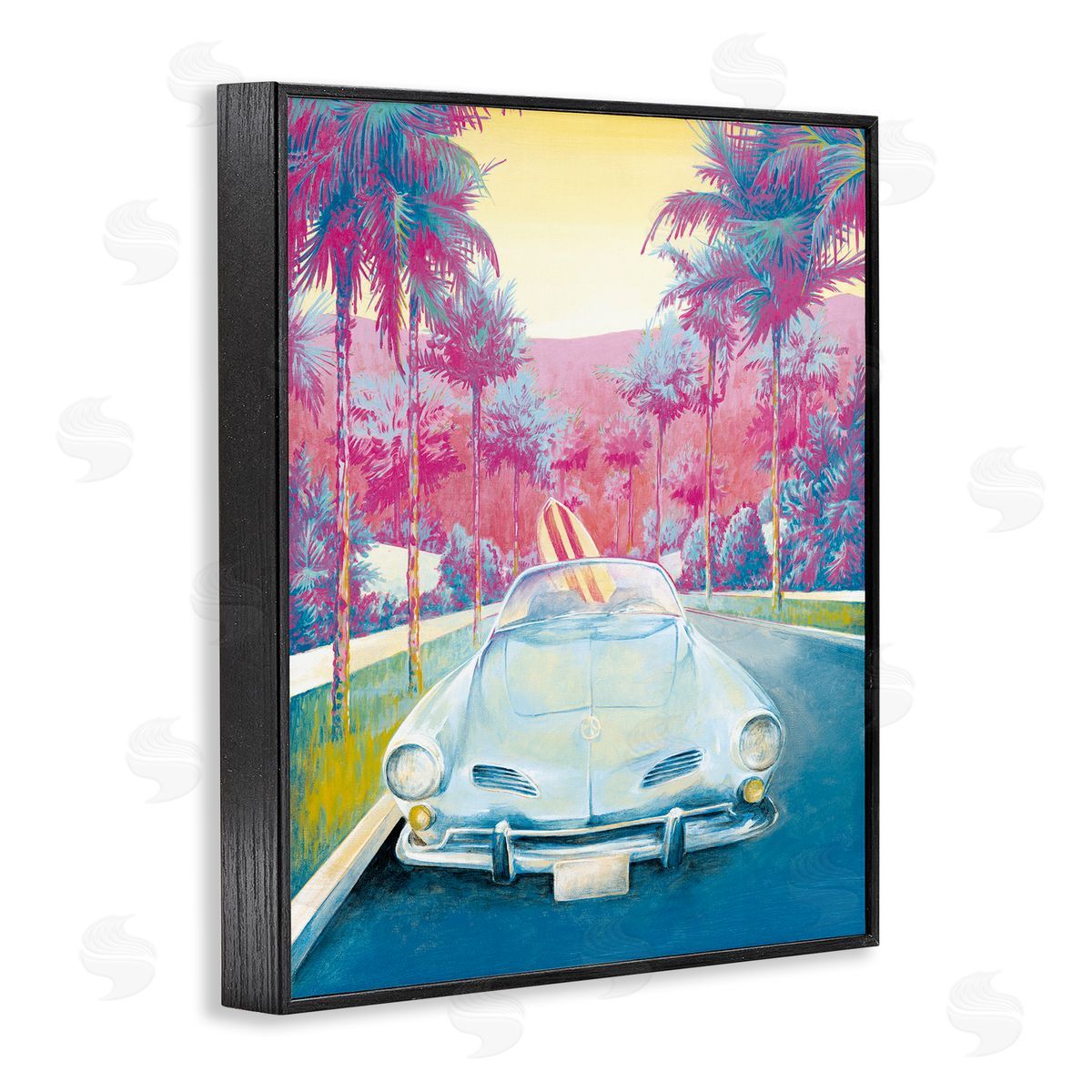 Cloverfield & Co. Tropical Classic Car Black Framed Giclee Wall Artside_