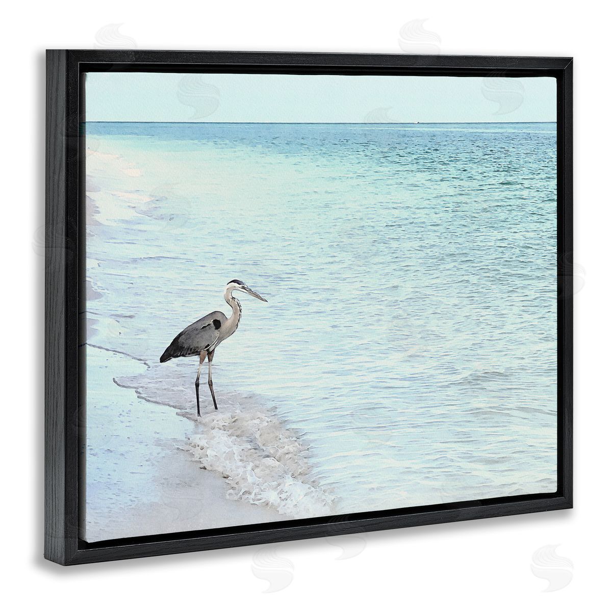 Christine Zalewski Heron on Coastline Black Floater Frame Canvas Artside_