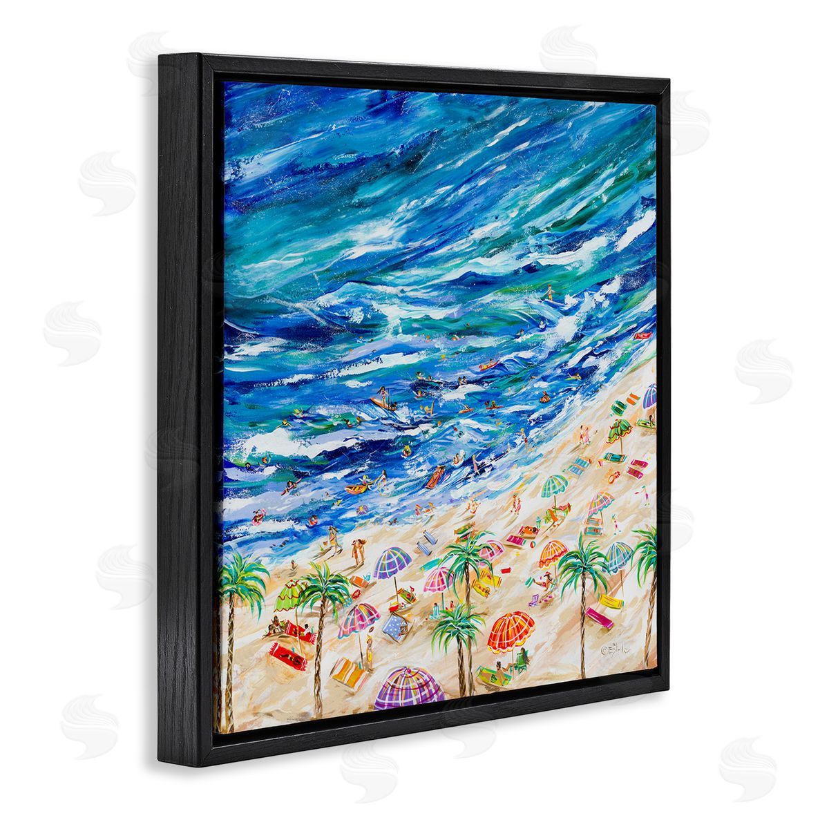 Estelle Grengs Summer Beach Painting Black Floater Frame Canvas Artside_