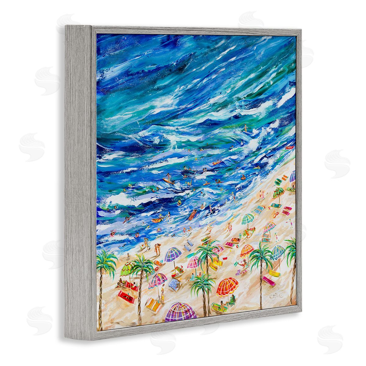 Estelle Grengs Summer Beach Painting Gray Framed Giclee Wall Artside_