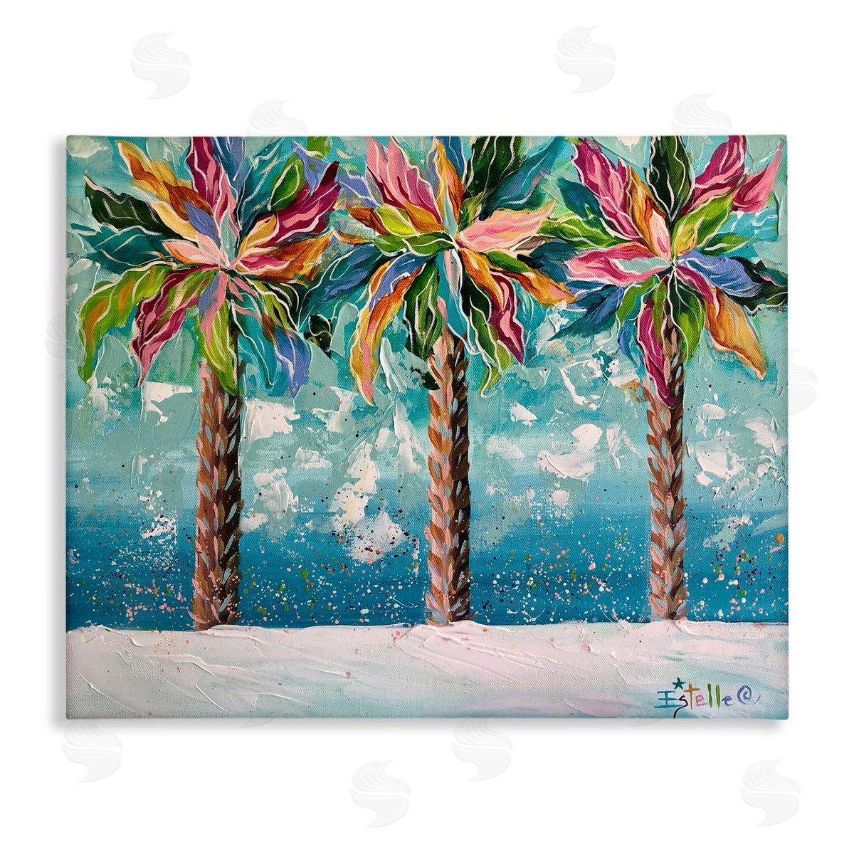 Estelle Grengs Vivid Hue Palm Trees Canvas Wall Art