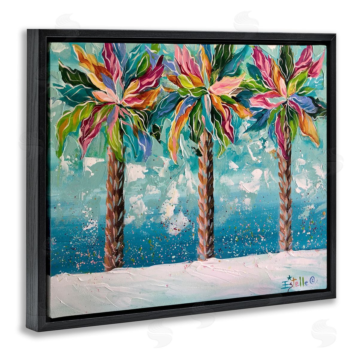 Estelle Grengs Vivid Hue Palm Trees Black Floater Frame Canvas Artside_