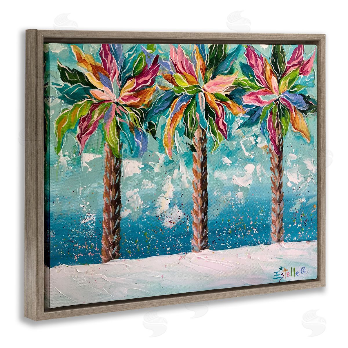 Estelle Grengs Vivid Hue Palm Trees Brown Floater Frame Canvas Artside_