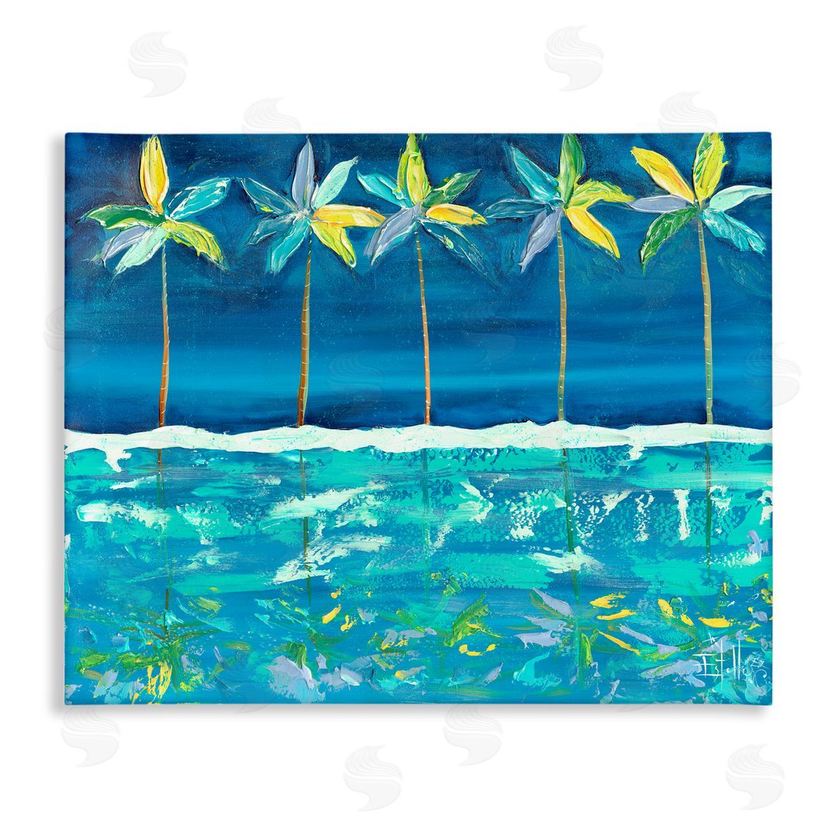 Estelle Grengs Blue Abstract Palms Canvas Wall Art