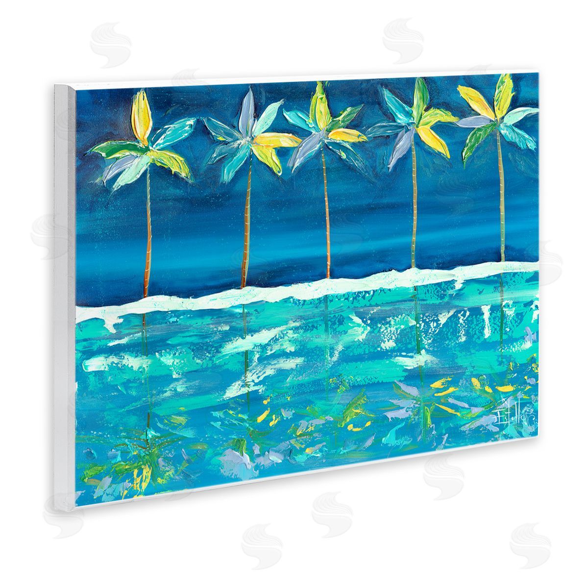 Estelle Grengs Blue Abstract Palms Wall Plaque Artside_