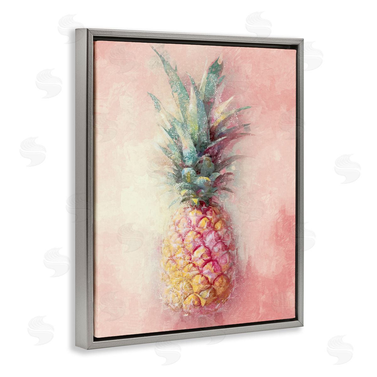 Ziwei Li Tropical Glam Pineapple Gray Floater Frame Canvas Artside_