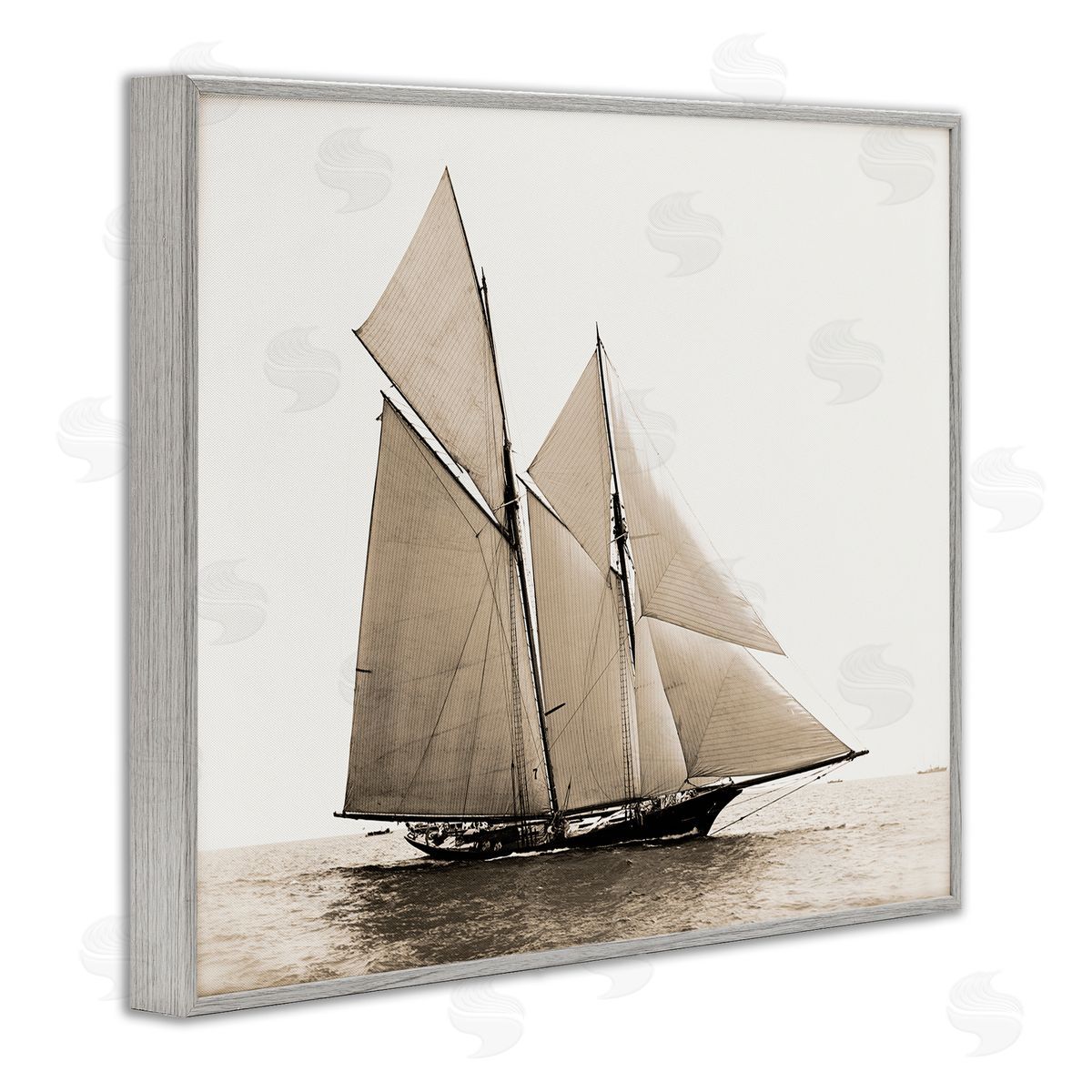 Graffitee Studios Vintage Sailboat Photography Gray Framed Giclee Wall Artside_