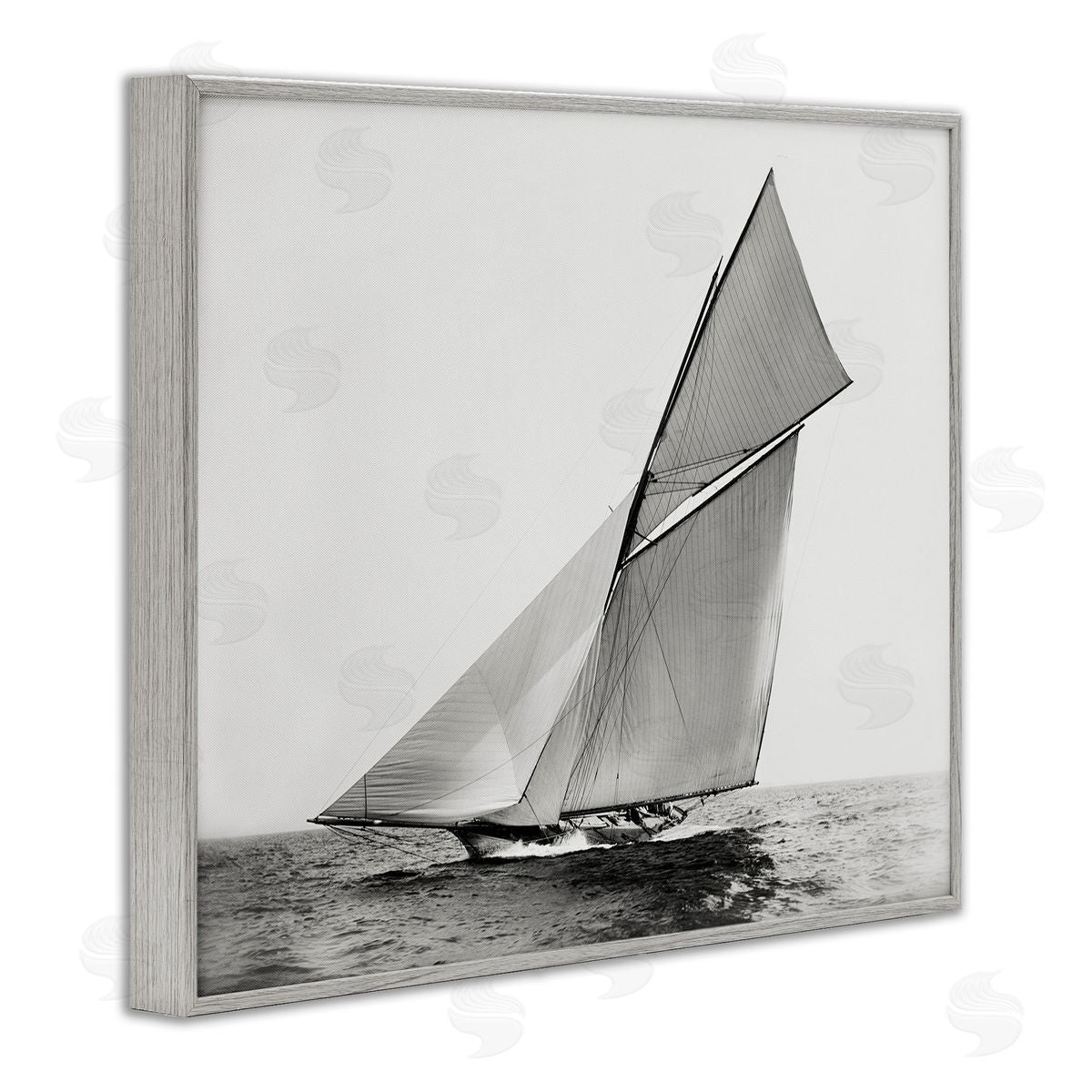 Graffitee Studios Majestic Ship Photography Gray Framed Giclee Wall Artside_