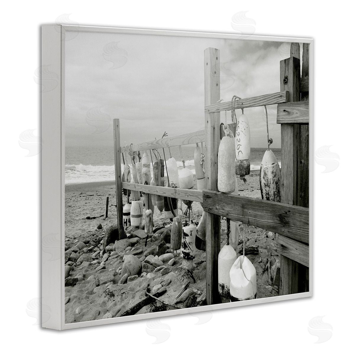 Graffitee Studios Nautical Buoys Landscape White Framed Giclee Wall Artside_