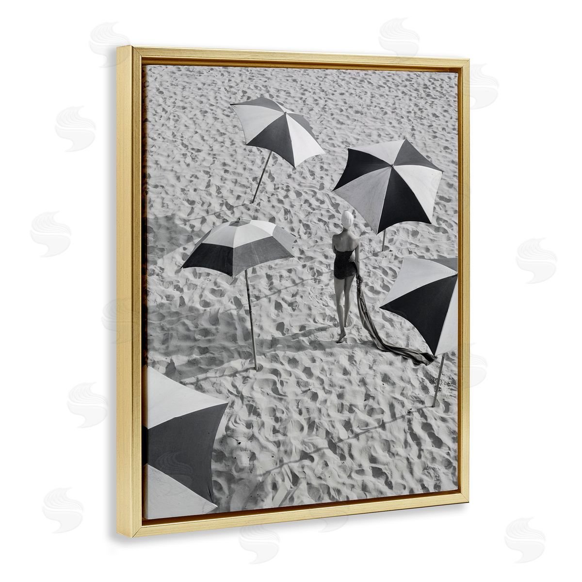 Graffitee Studios Vintage Beach Fashion Gold Floater Frame Canvas Artside_