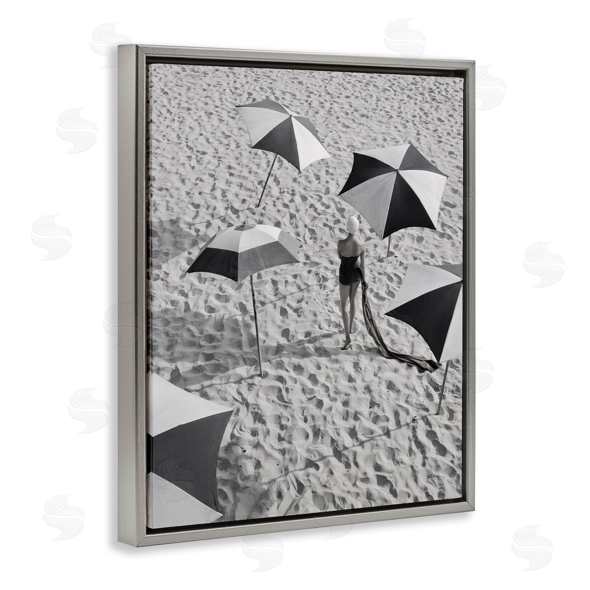 Graffitee Studios Vintage Beach Fashion Gray Floater Frame Canvas Artside_