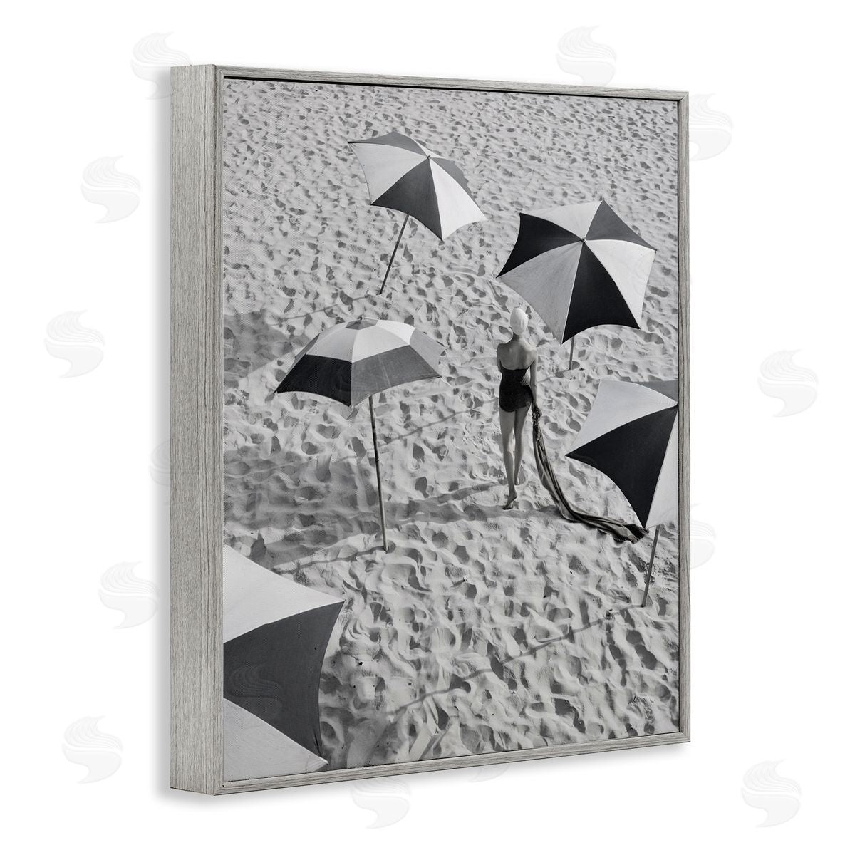 Graffitee Studios Vintage Beach Fashion Gray Framed Giclee Wall Artside_