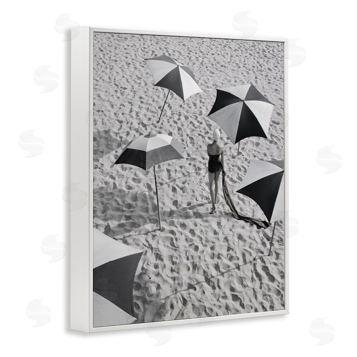 Graffitee Studios Vintage Beach Fashion White Framed Giclee Wall Artside_