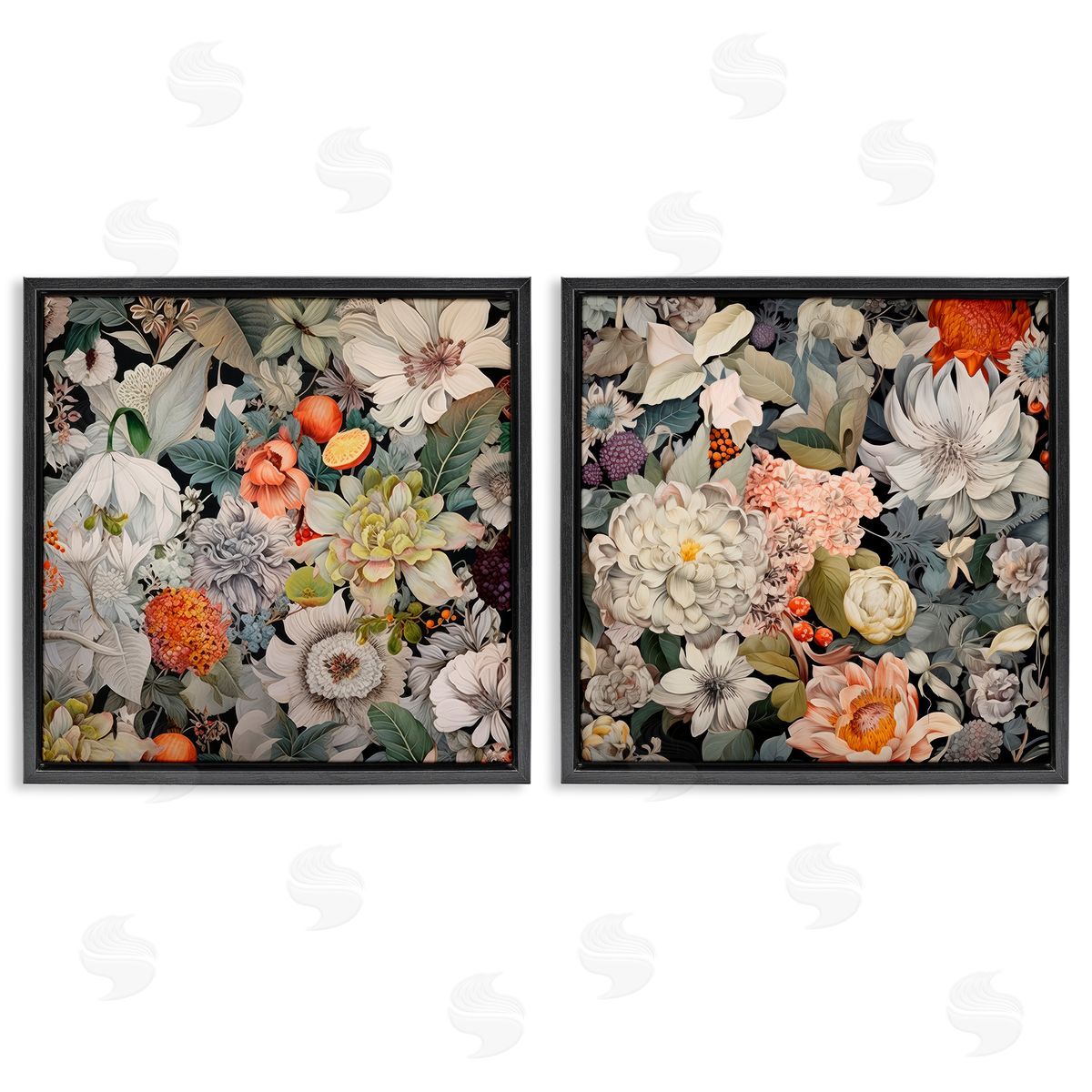 Lazar Studio Striking Botanical Floral Black Floating Frame Canvas Wall Art Print