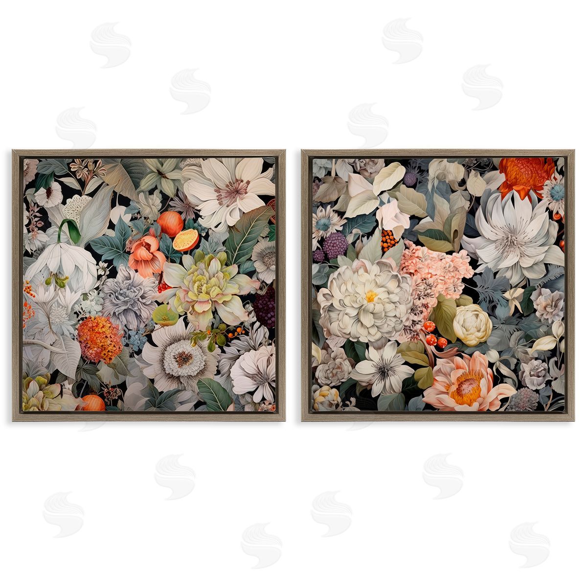 Lazar Studio Striking Botanical Floral Brown Floating Frame Canvas Wall Art Print
