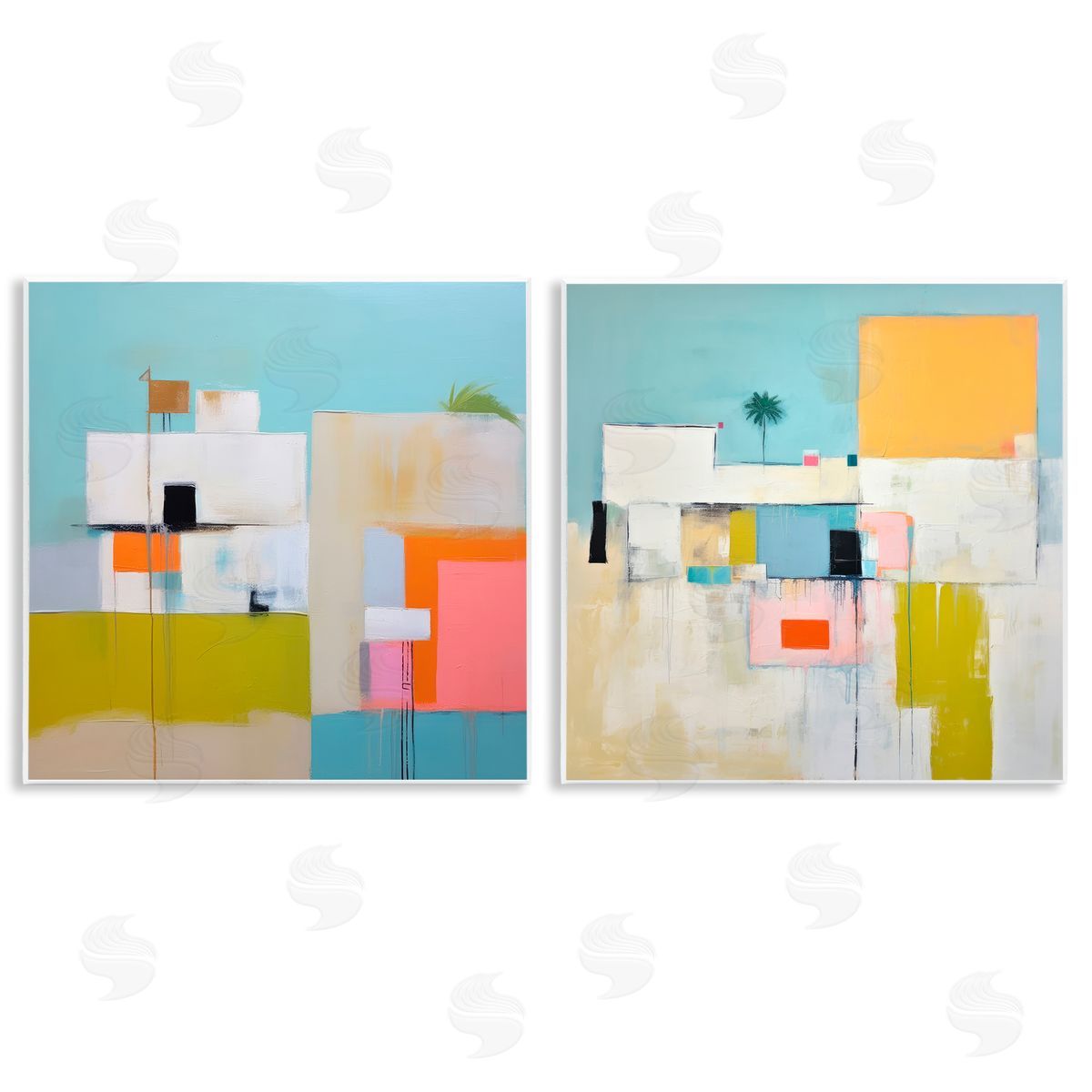 Irena Orlov Abstract Square Block Apartment  Wooden Wall Plaque Art Print