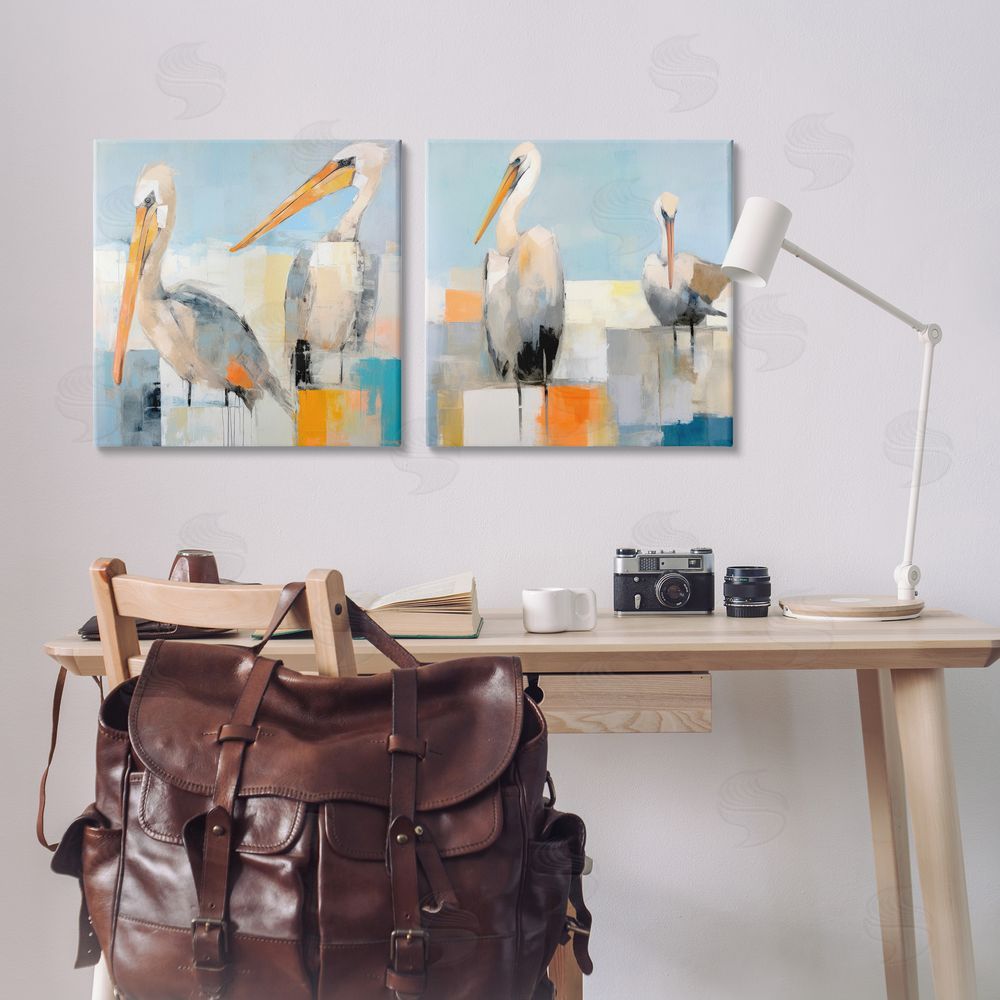 Irena Orlov Abstract Color Block Pelican Pair Canvas Wall Art Print in Room