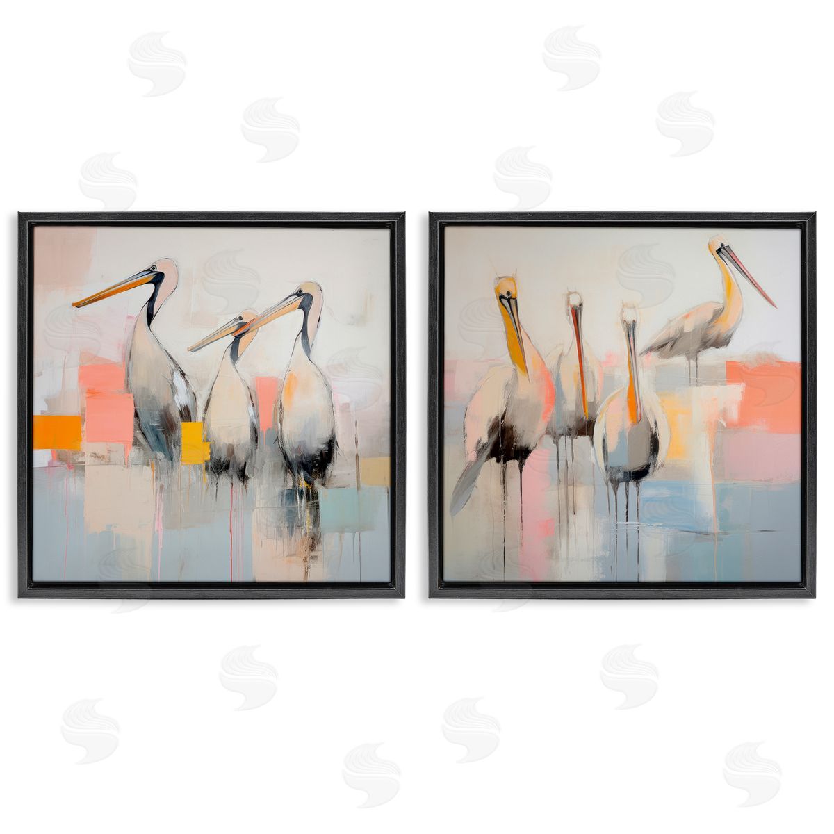 Irena Orlov Abstract Pelican Bird  Black Floating Frame Canvas Wall Art Print
