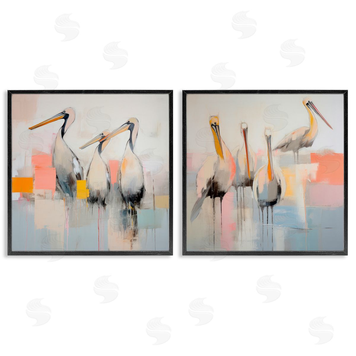 Irena Orlov Abstract Pelican Bird  Black Framed Giclee Wall Art Print