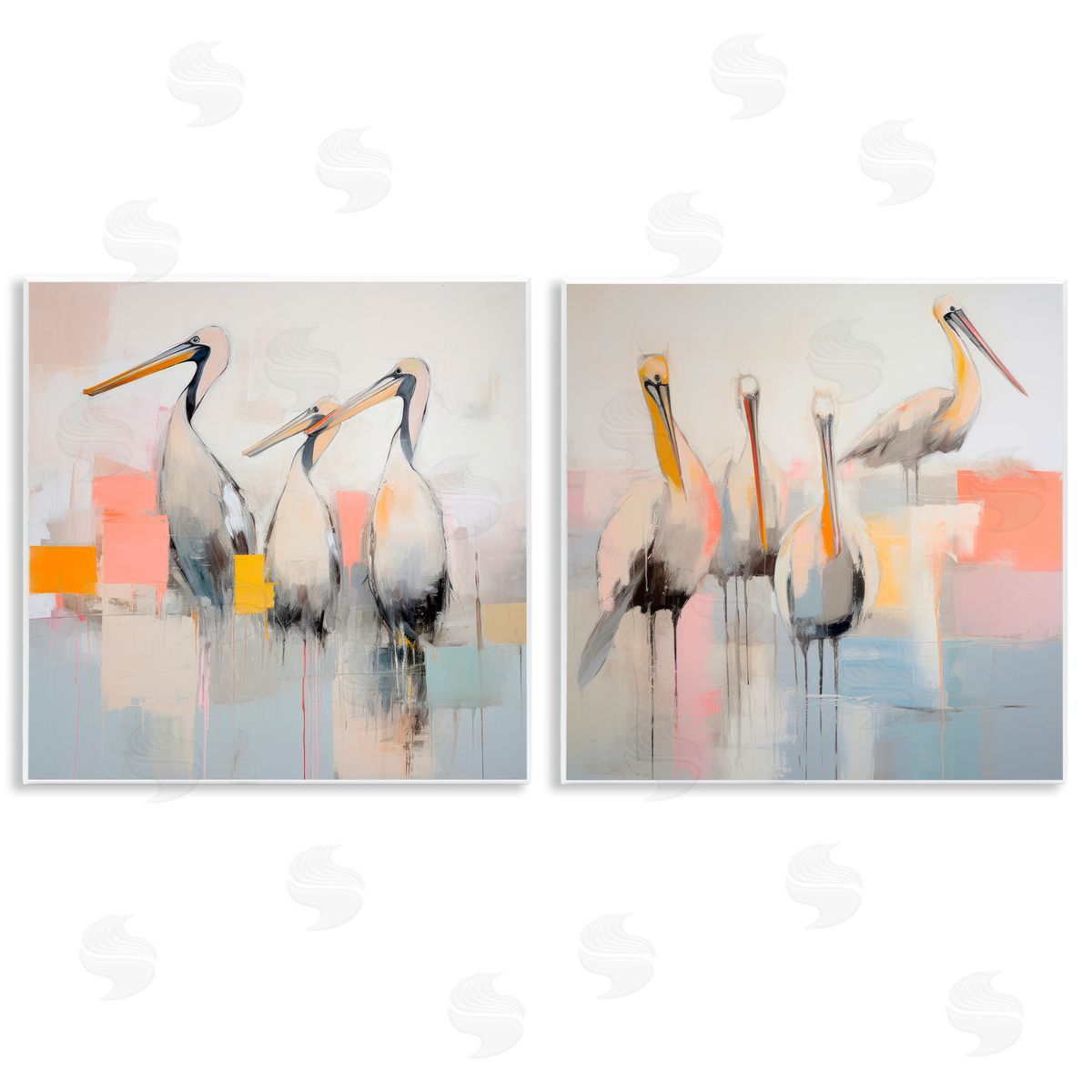 Irena Orlov Abstract Pelican Bird  Wooden Wall Plaque Art Print