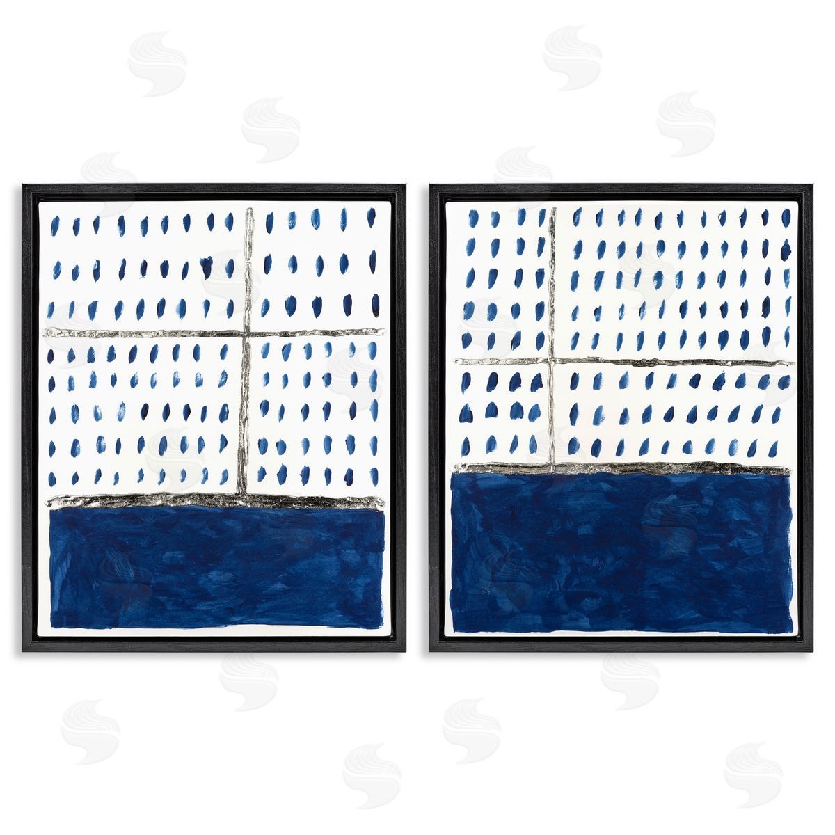 Michael Willett Abstract Indigo Block Room Black Floating Frame Canvas Wall Art Print