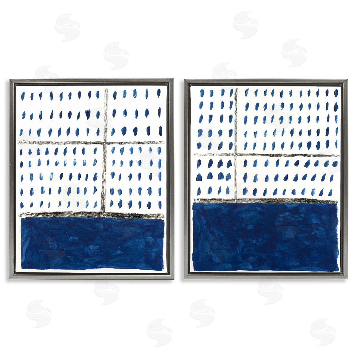 Michael Willett Abstract Indigo Block Room Gray Floating Frame Canvas Wall Art Print