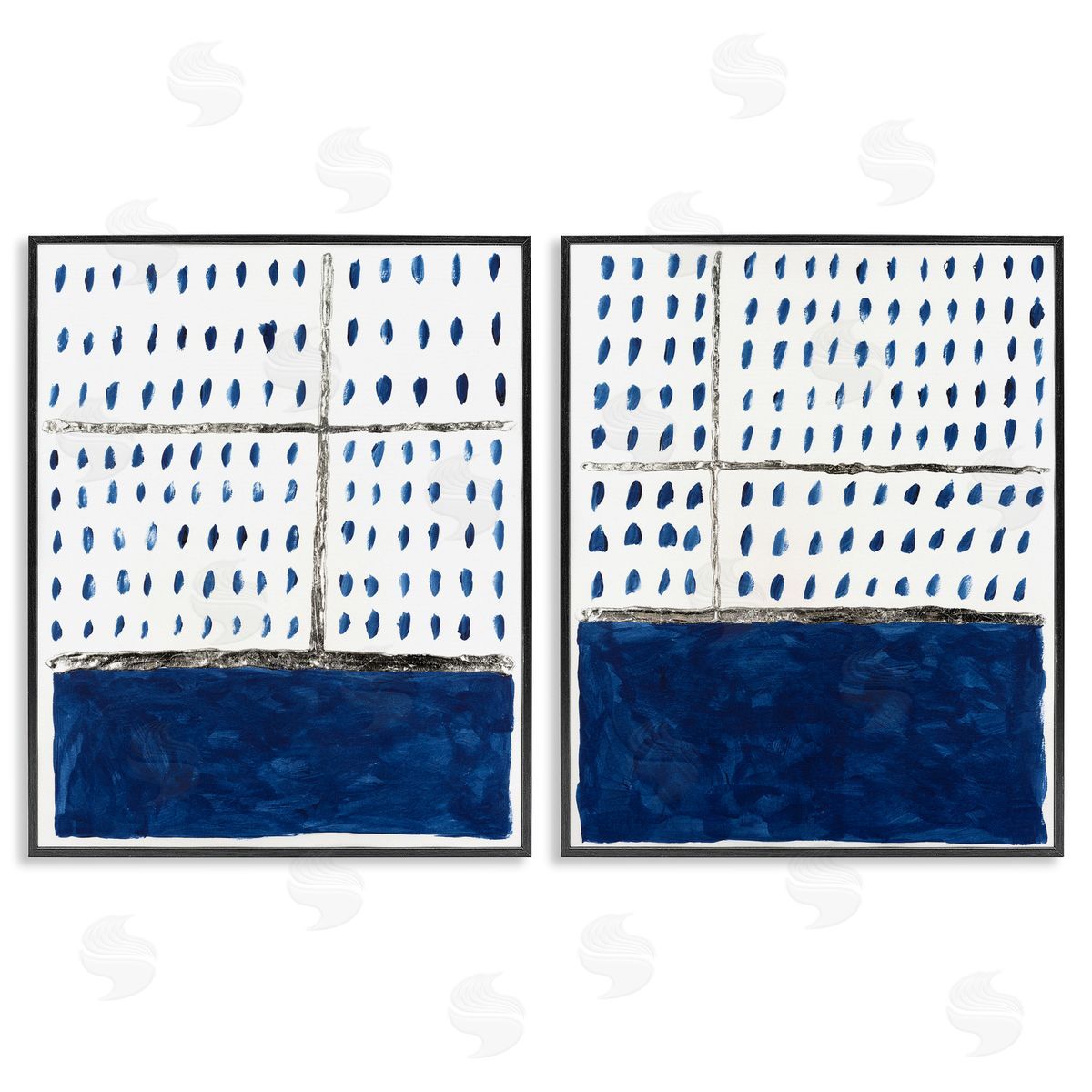 Michael Willett Abstract Indigo Block Room Black Framed Giclee Wall Art Print