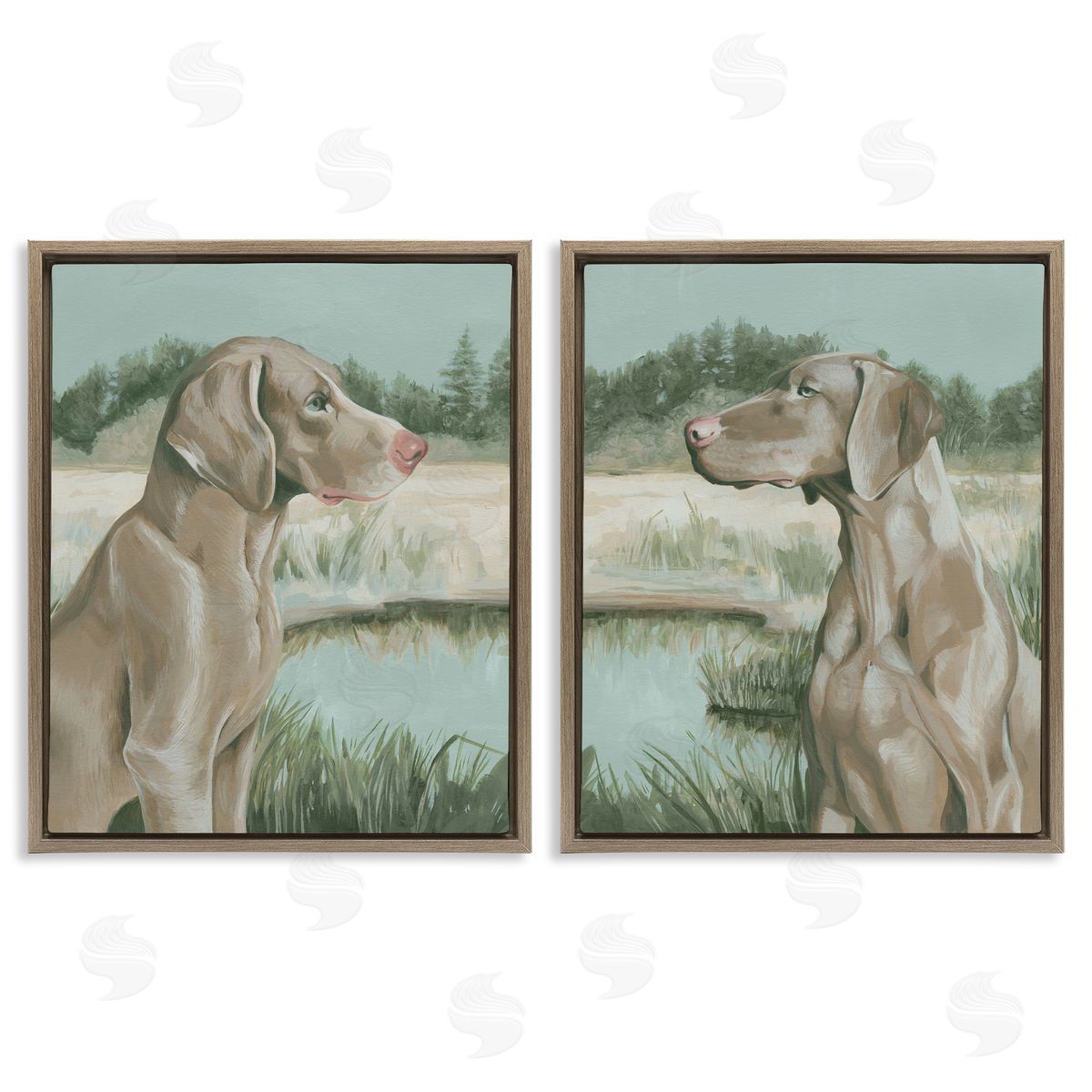 Grace Popp Weimaraner Dog by Marsh  Brown Floating Frame Canvas Wall Art Print