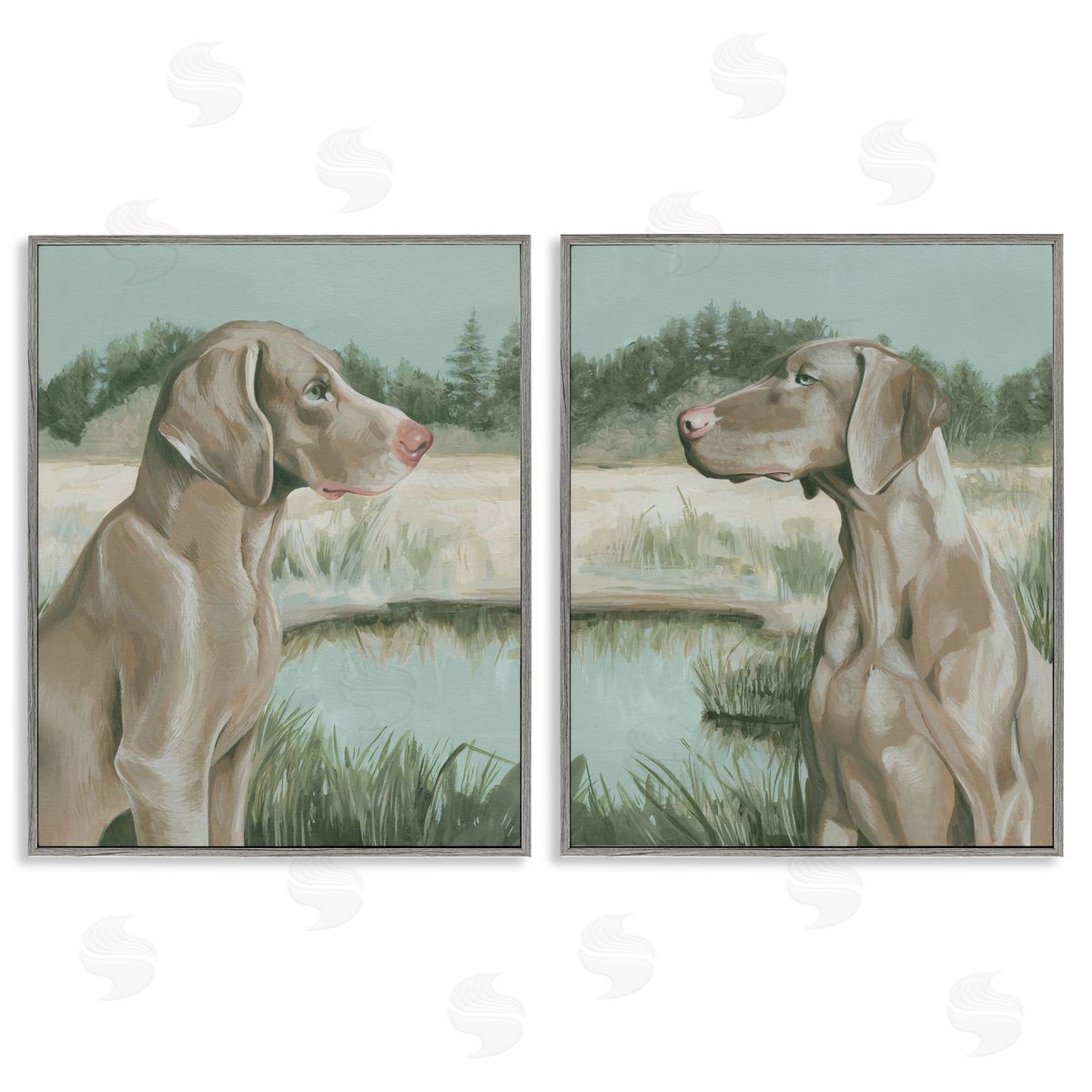 Grace Popp Weimaraner Dog by Marsh  Gray Framed Giclee Wall Art Print