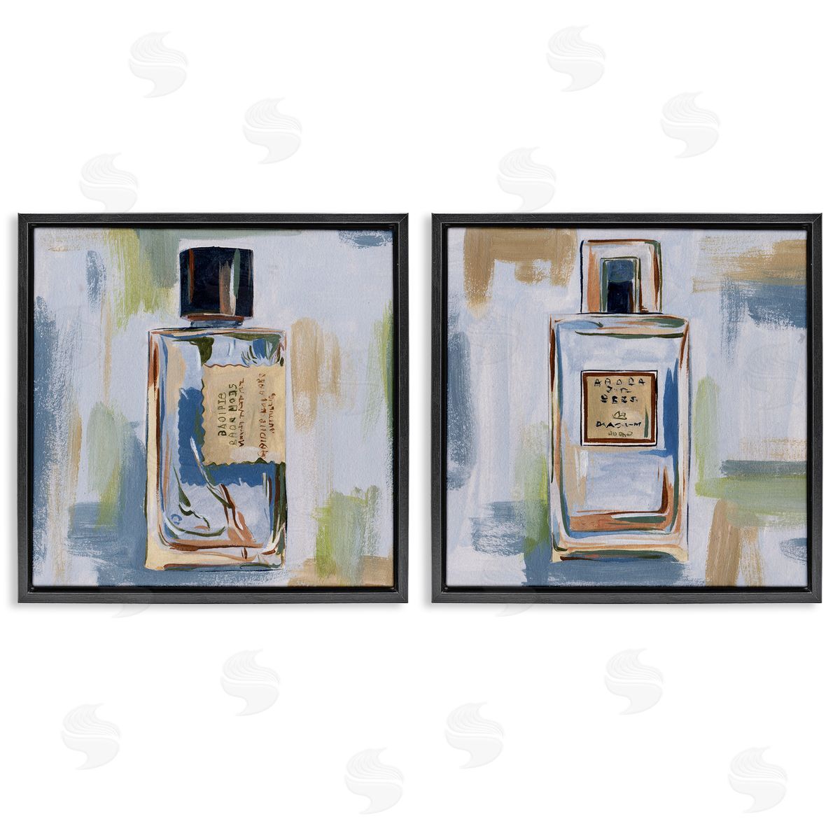 Melissa Wang Abstract Cologne Perfume Bottle Black Floating Frame Canvas Wall Art Print