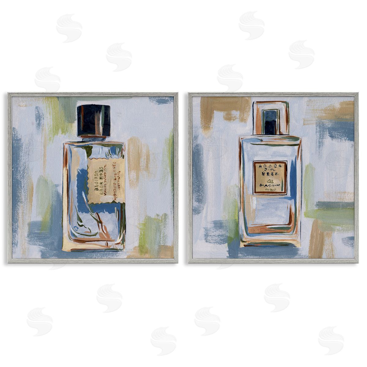 Melissa Wang Abstract Cologne Perfume Bottle Gray Framed Giclee Wall Art Print