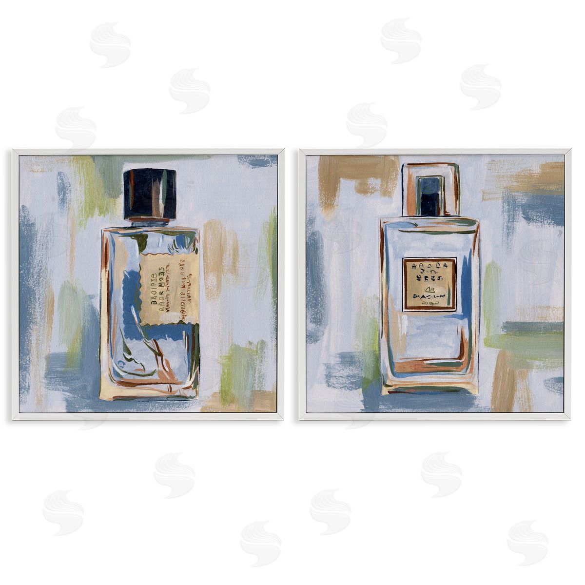 Melissa Wang Abstract Cologne Perfume Bottle White Framed Giclee Wall Art Print