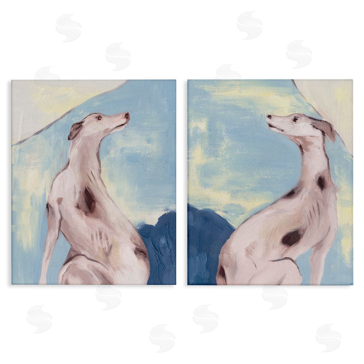 Melissa Wang Spotted Greyhound Dogs Canvas Wall Art Print