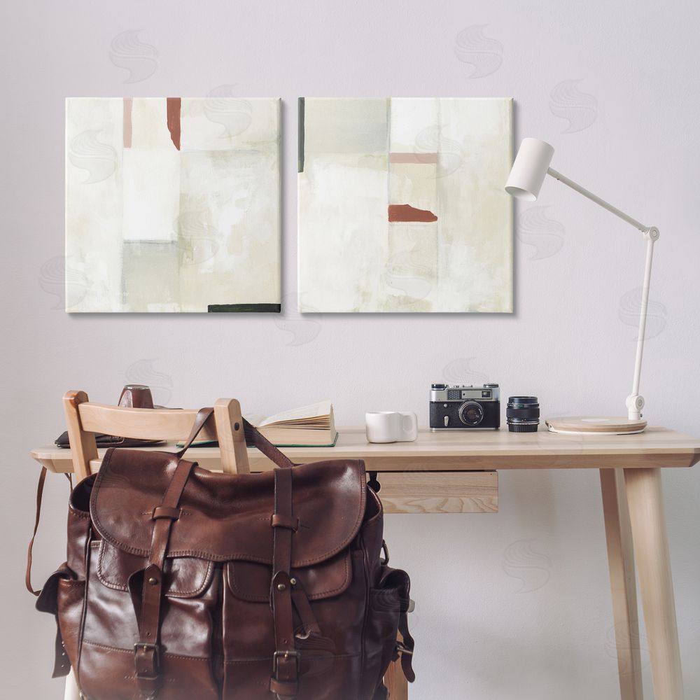 June Erica Vess Neutral Rectangles Mauve  Effects Canvas Wall Art Print in Room