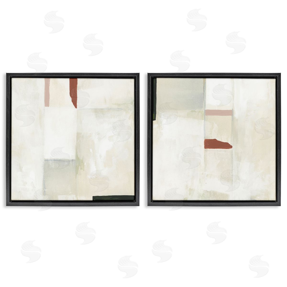 June Erica Vess Neutral Rectangles Mauve  Effects Black Floating Frame Canvas Wall Art Print