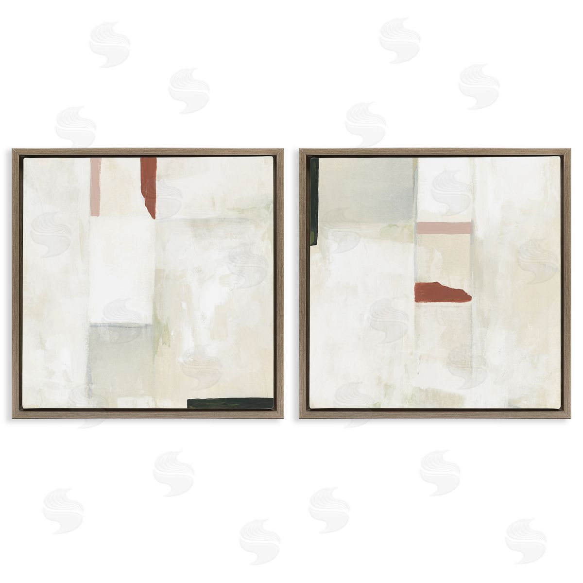 June Erica Vess Neutral Rectangles Mauve  Effects Brown Floating Frame Canvas Wall Art Print