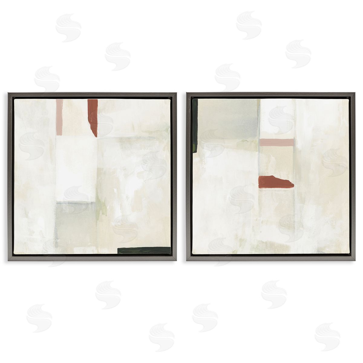 June Erica Vess Neutral Rectangles Mauve  Effects Gray Floating Frame Canvas Wall Art Print