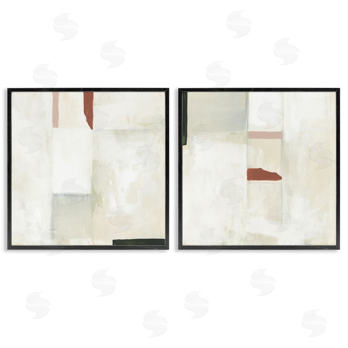 June Erica Vess Neutral Rectangles Mauve  Effects Black Framed Giclee Wall Art Print