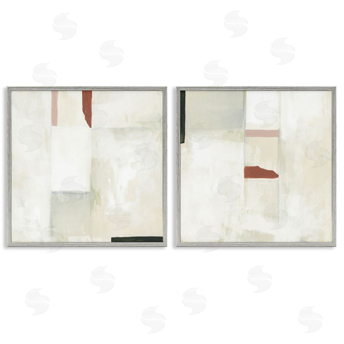 June Erica Vess Neutral Rectangles Mauve  Effects Gray Framed Giclee Wall Art Print