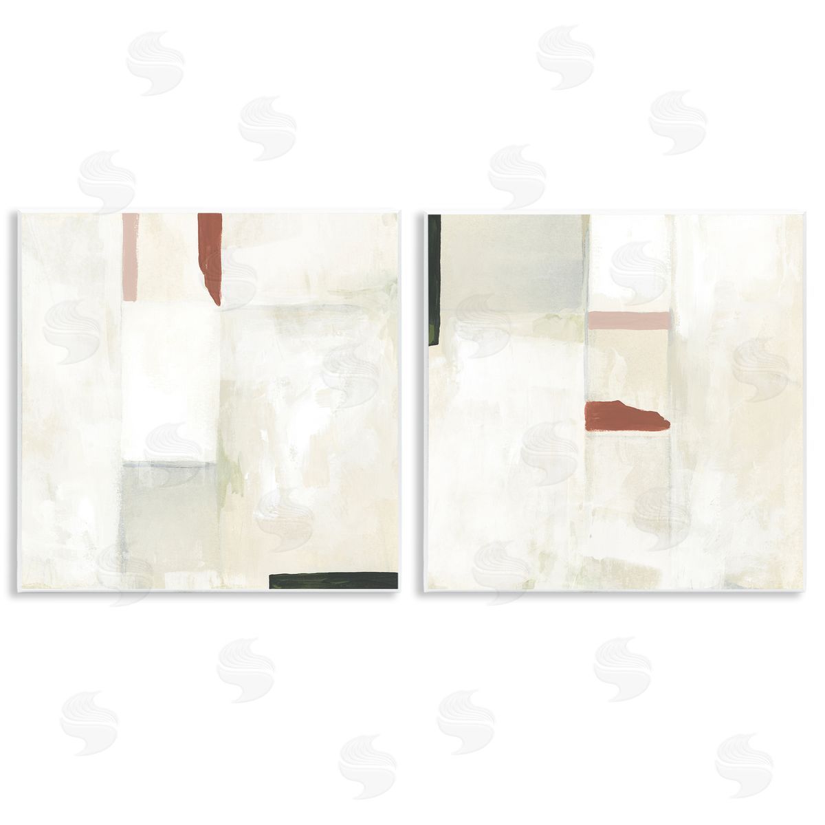 June Erica Vess Neutral Rectangles Mauve  Effects Wooden Wall Plaque Art Print