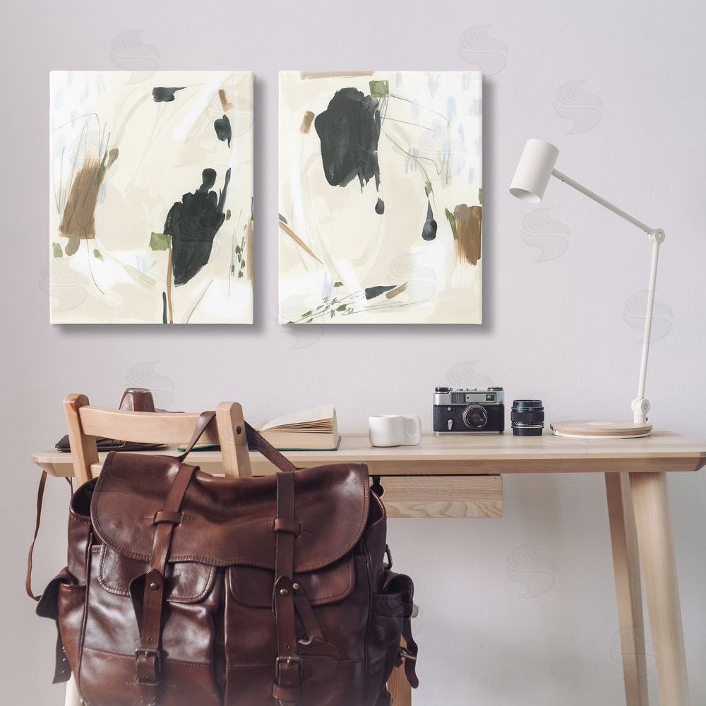 June Erica Vess Beige Olive Abstract Classic  Canvas Wall Art Print in Room