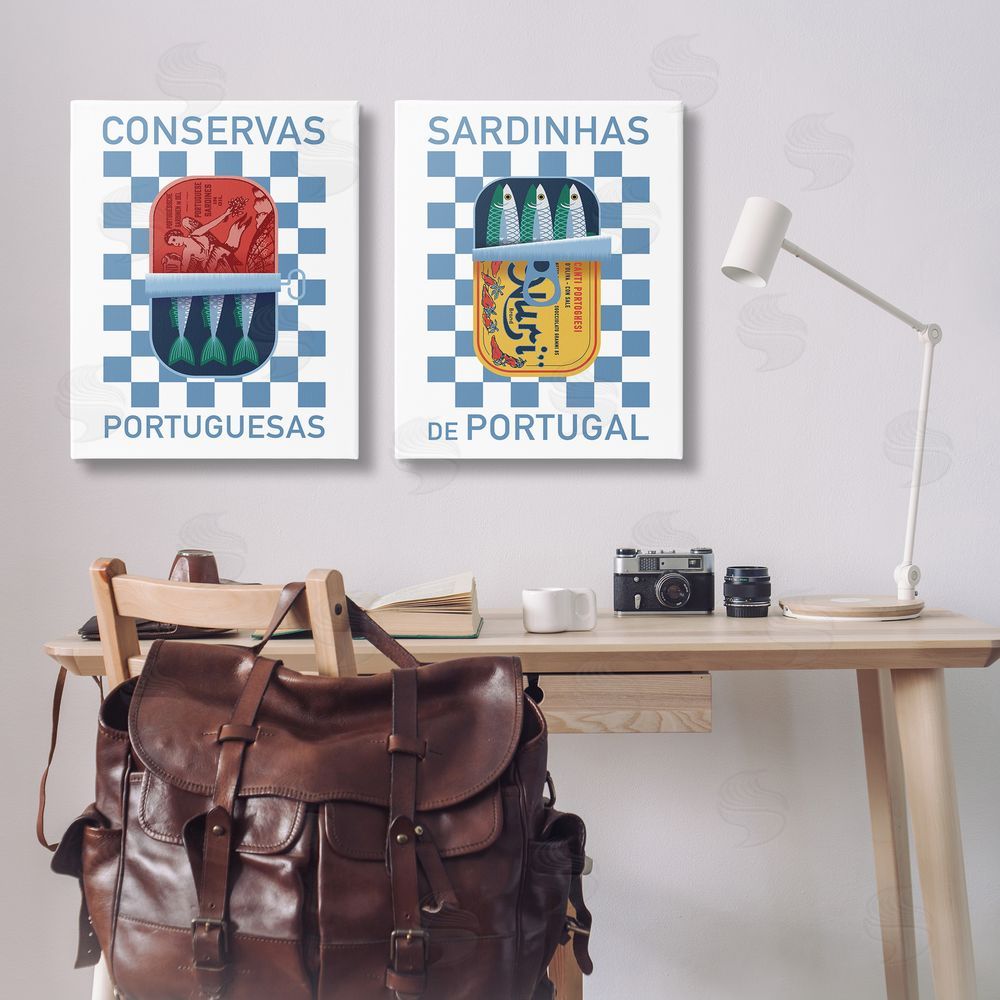 Victoria Barnes Portuguese Canned Sardines Canvas Wall Art Print in Room