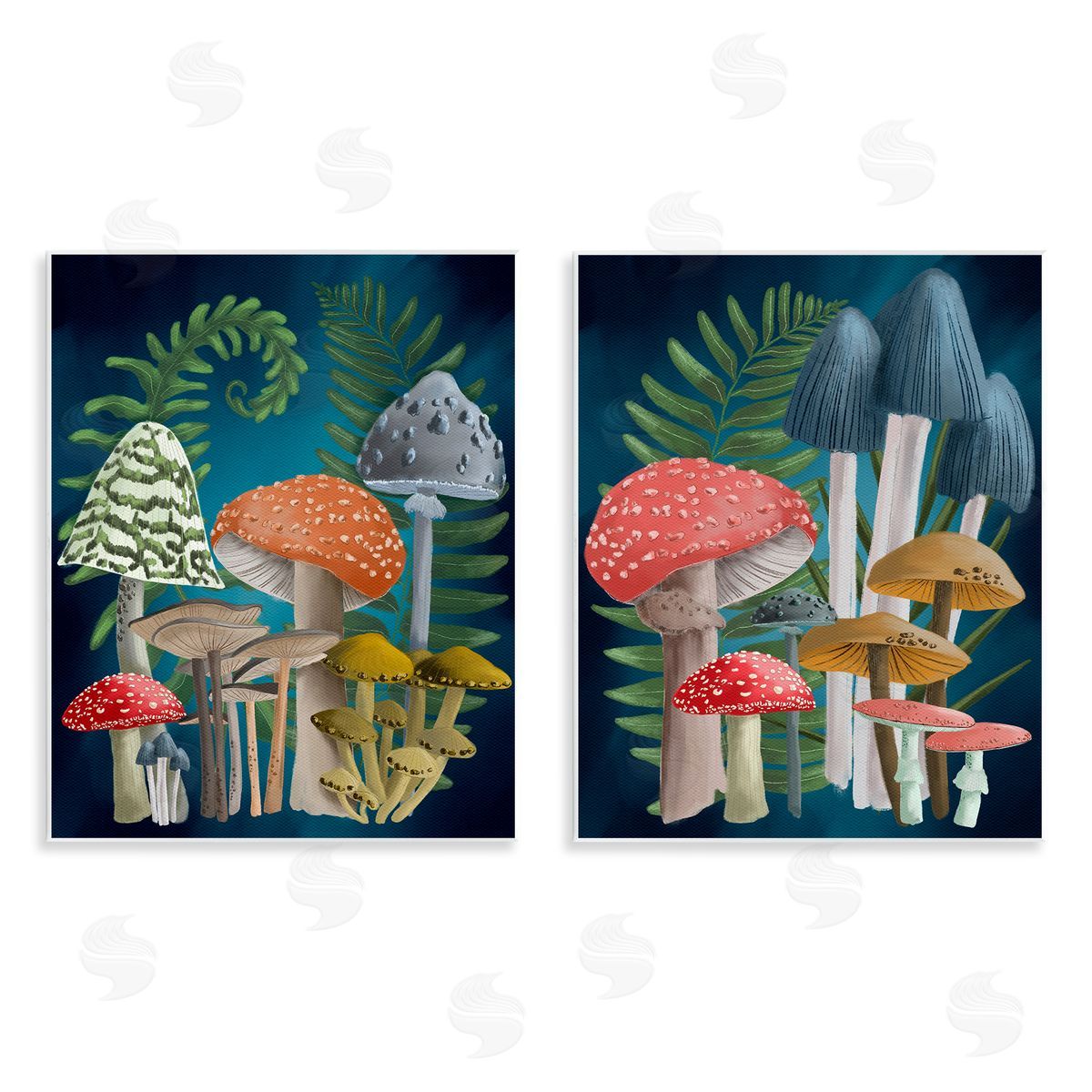 Regina Moore Mushroom Varieties Forest Ferns Wooden Wall Plaque Art Print