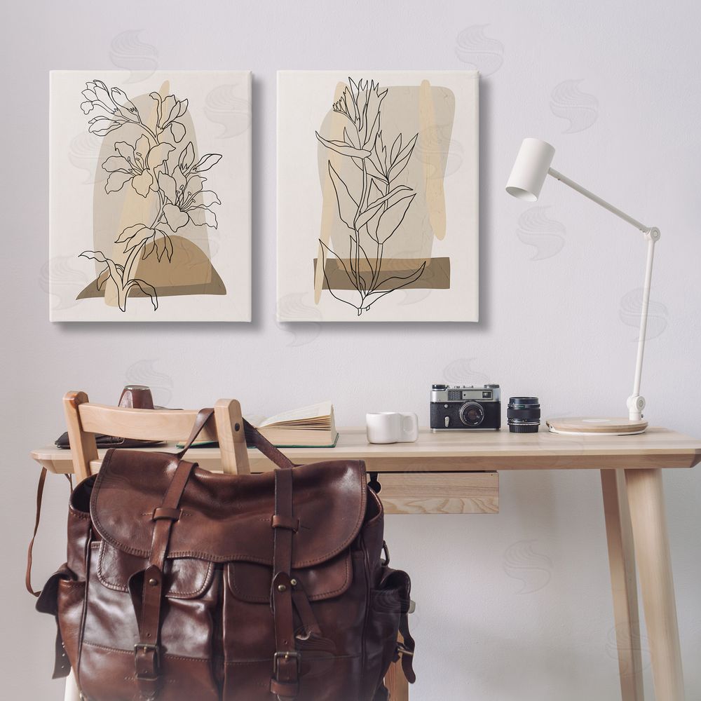 Regina Moore Natural Flower Outlines Canvas Wall Art Print in Room