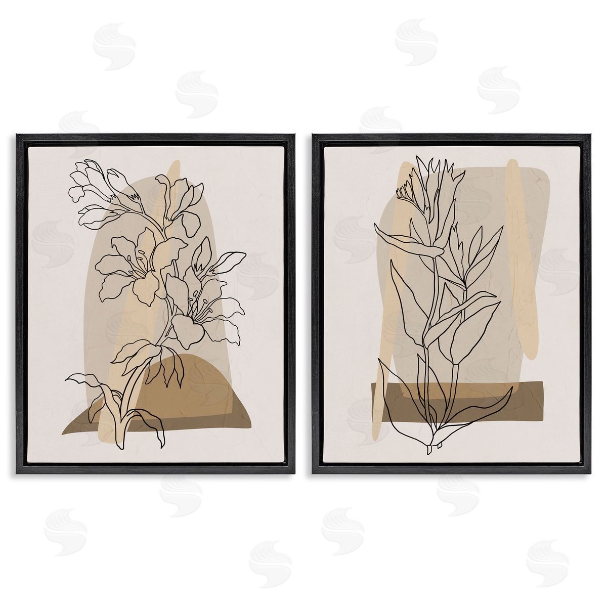 Regina Moore Natural Flower Outlines Black Floating Frame Canvas Wall Art Print