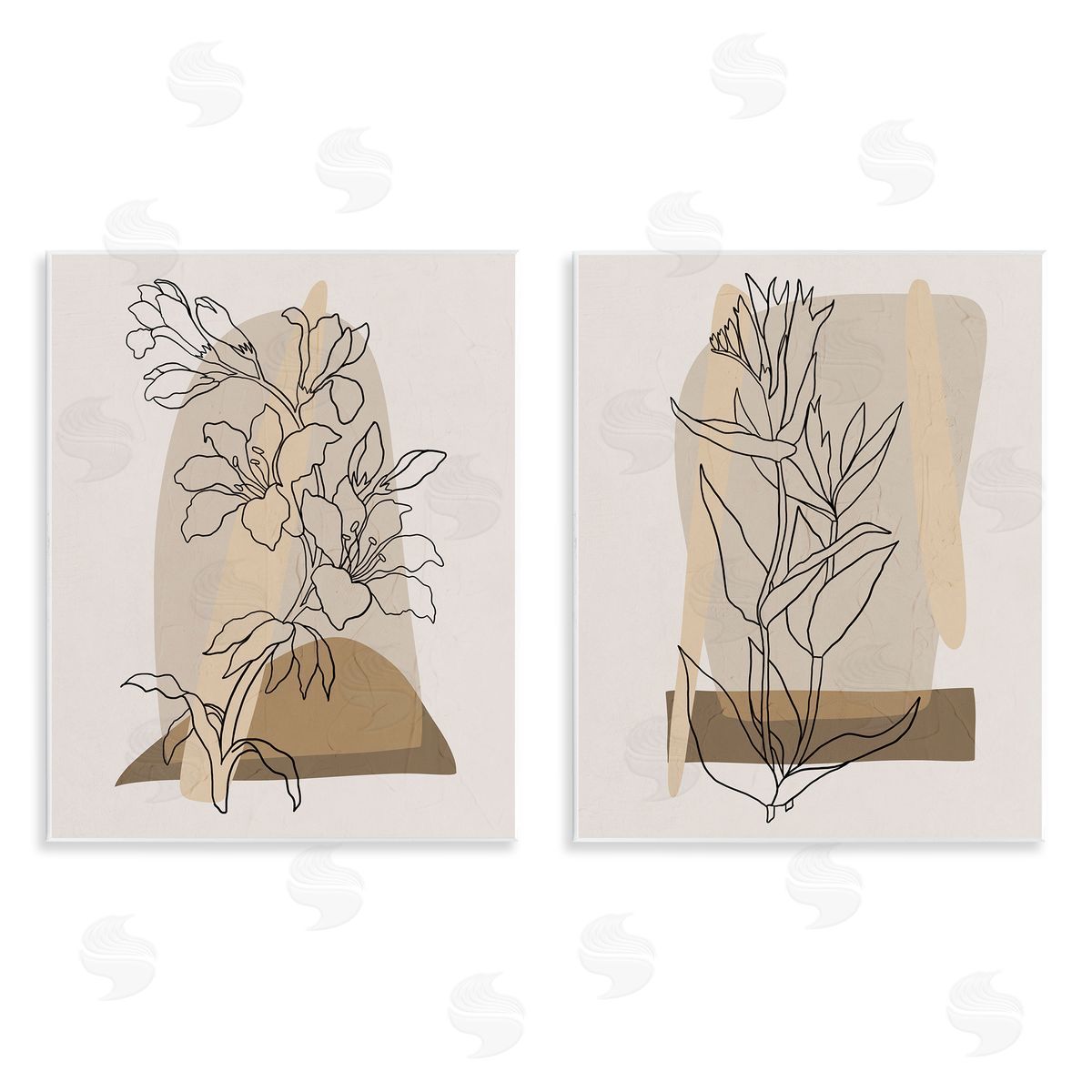 Regina Moore Natural Flower Outlines Wooden Wall Plaque Art Print